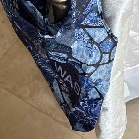 Johnny Was Blue Nylon Silky Tote Bag - Picture 10 of 13